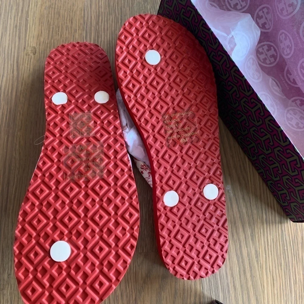 Tory Burch Printed Thin Flip-Flop: Red Destination